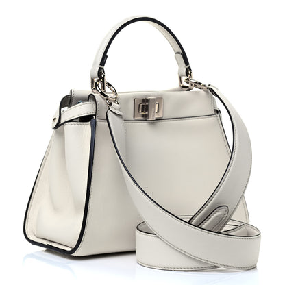 Fendi Vitello Seta Suede FF Mini Peekaboo Iconic Satchel Uovo Sigaro Marrone 2 of 4