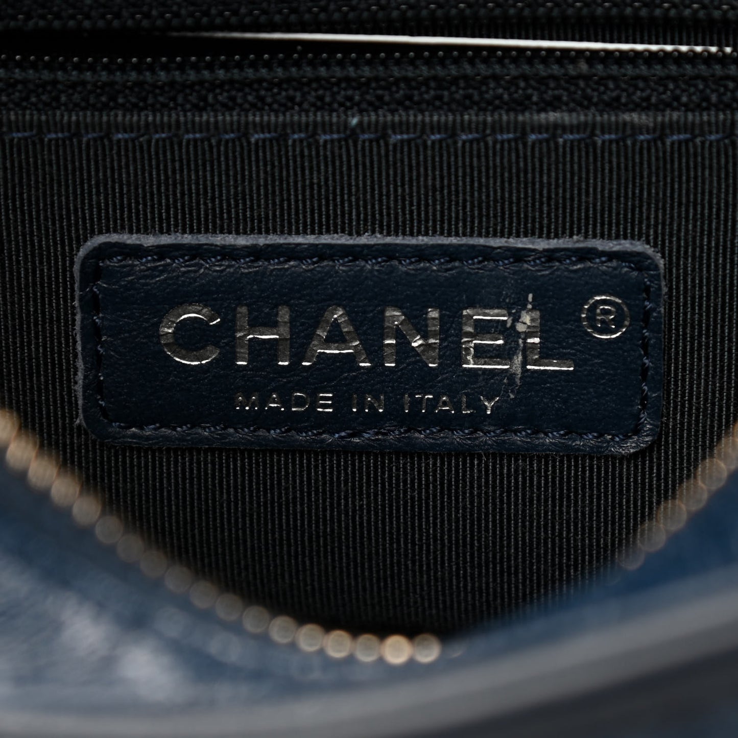 Aged Calfskin Quilted Small Gabrielle Hobo Navy