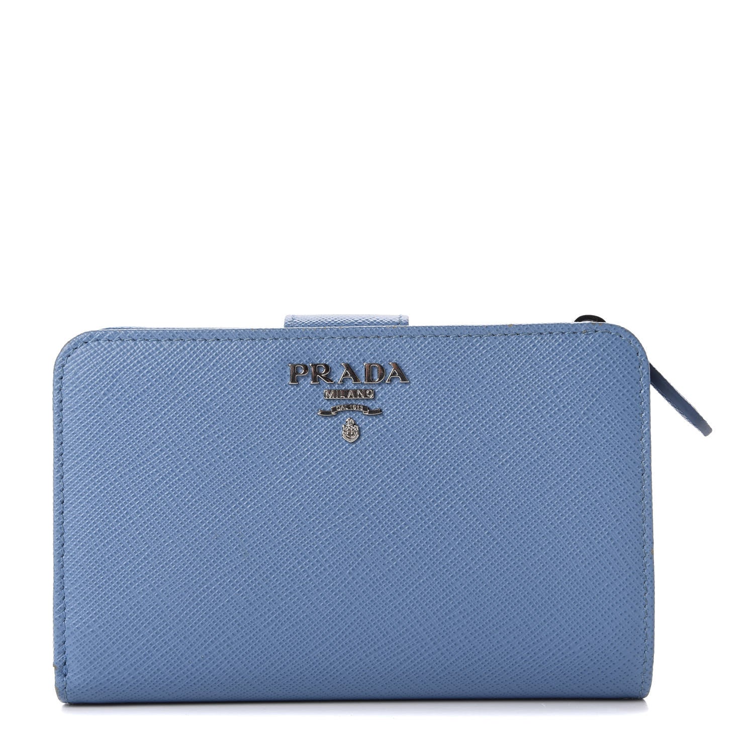 Prada Saffiano Metal Compact Wallet Bluette Mare 1 of 8