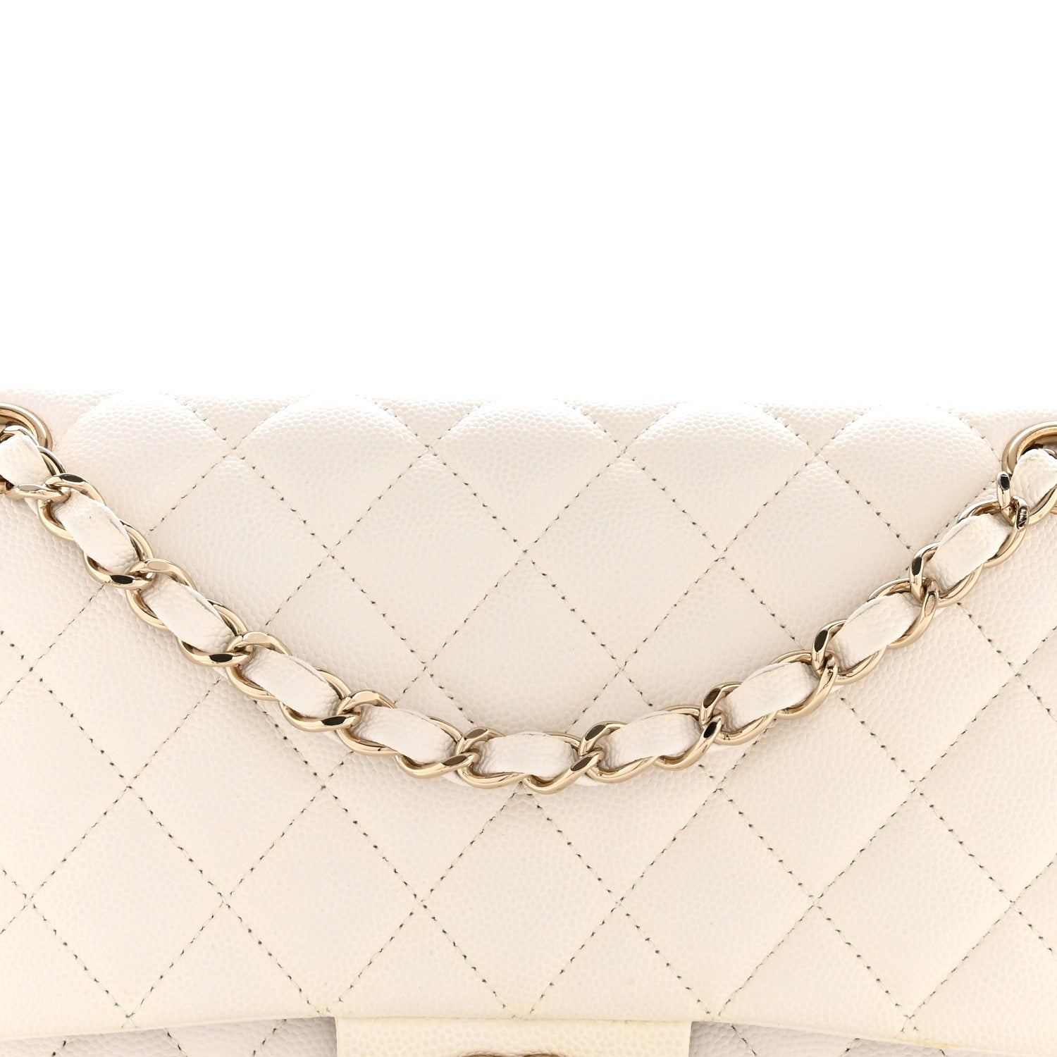 Chanel Caviar Quilted Medium Double Flap White 8 of 15