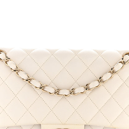 Chanel Caviar Quilted Medium Double Flap White 8 of 15