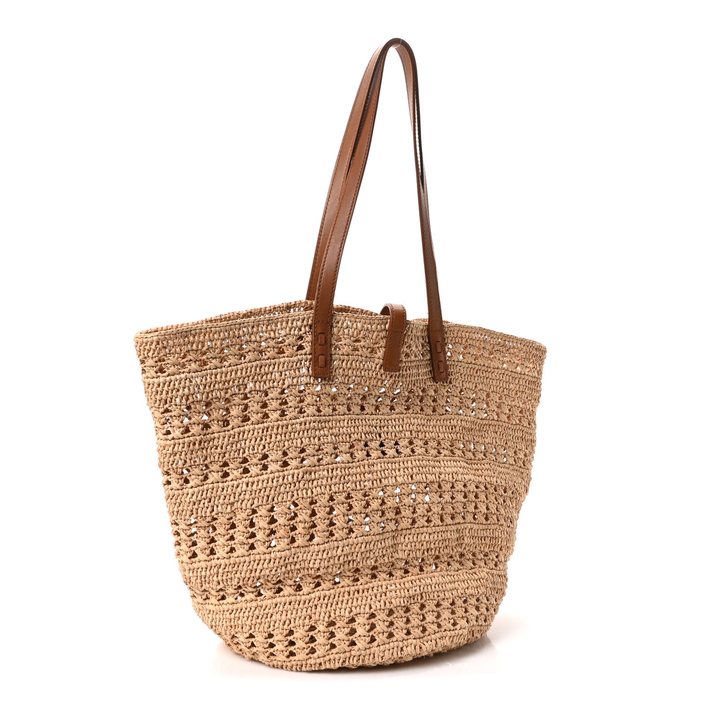 Raffia Calfskin Medium Panier Tote Naturel