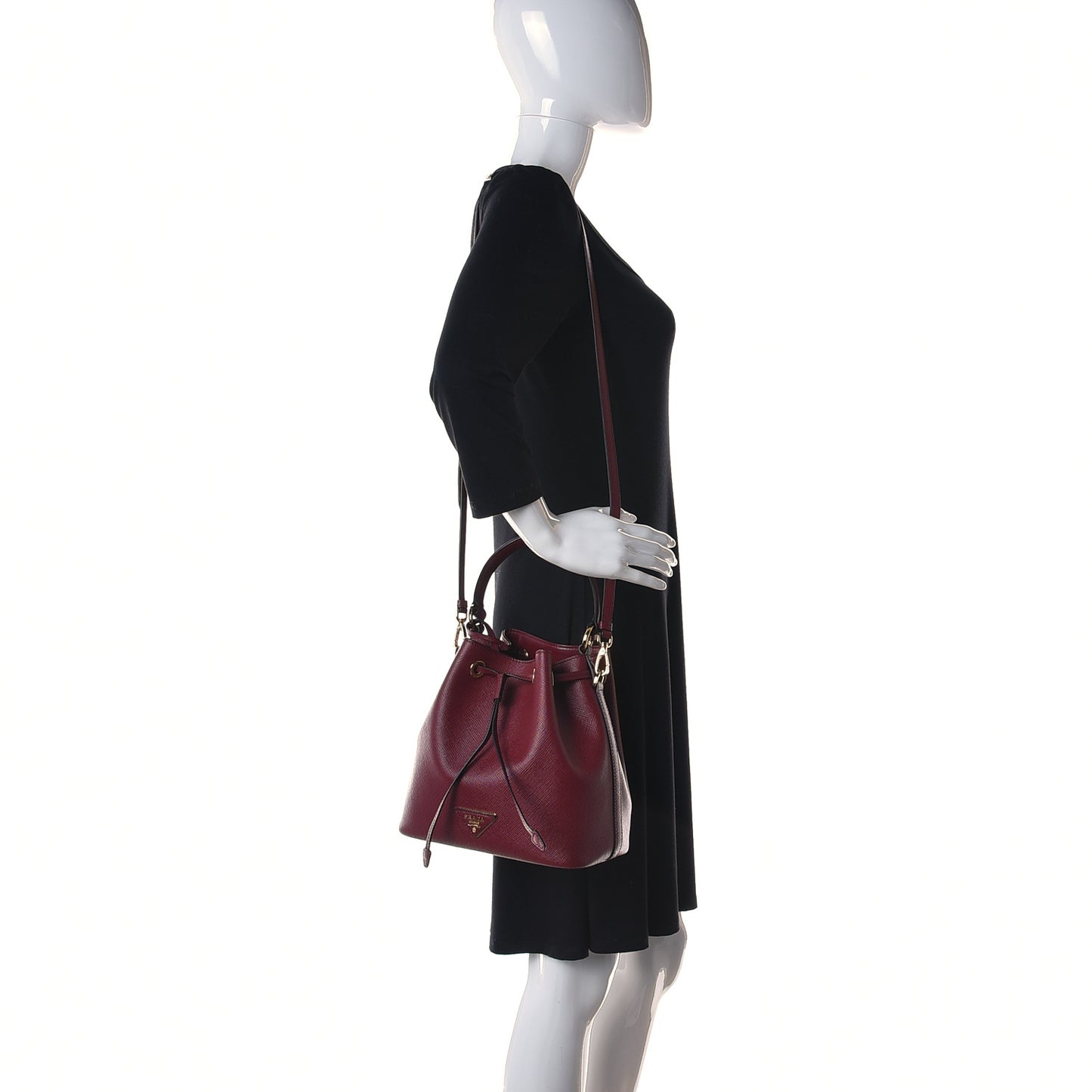 Saffiano Cuir Bucket Bag Cerise