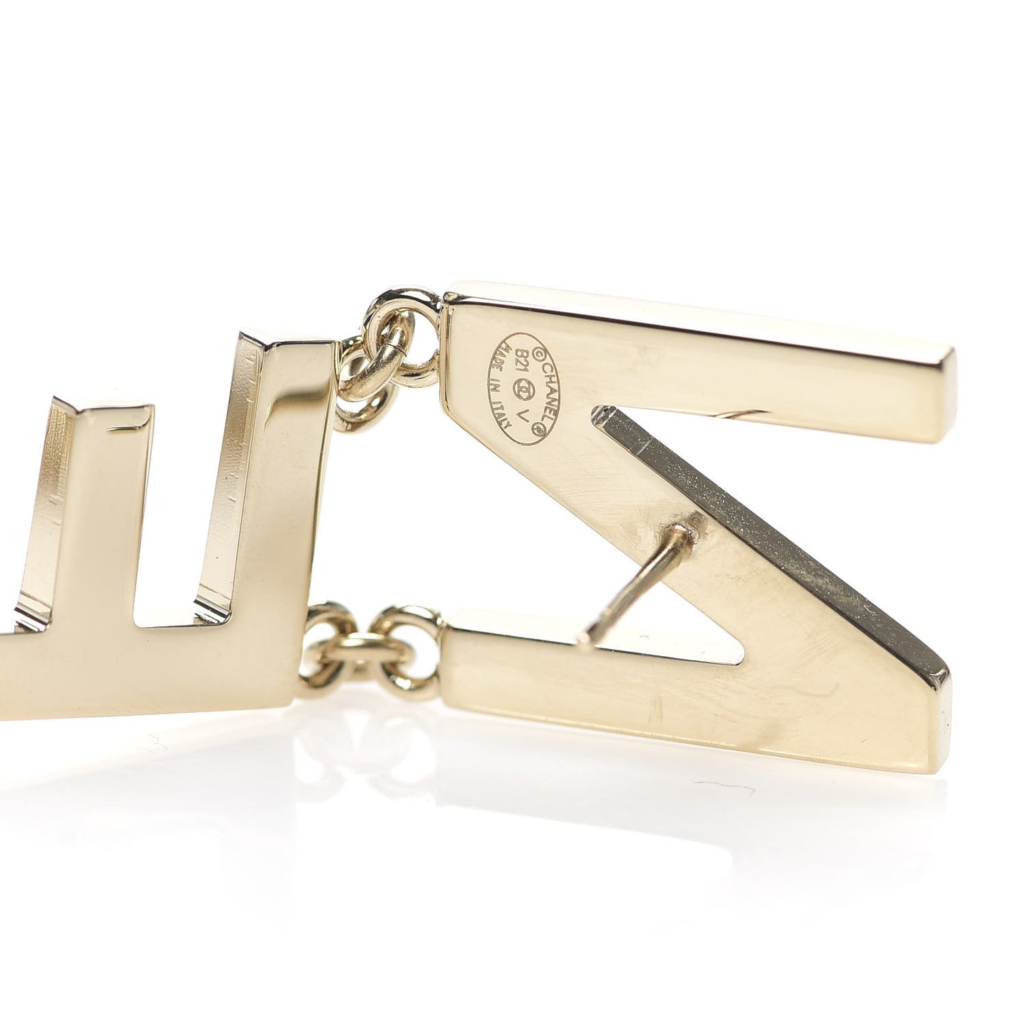 Metal Cha-Nel Logo Drop Earrings Gold