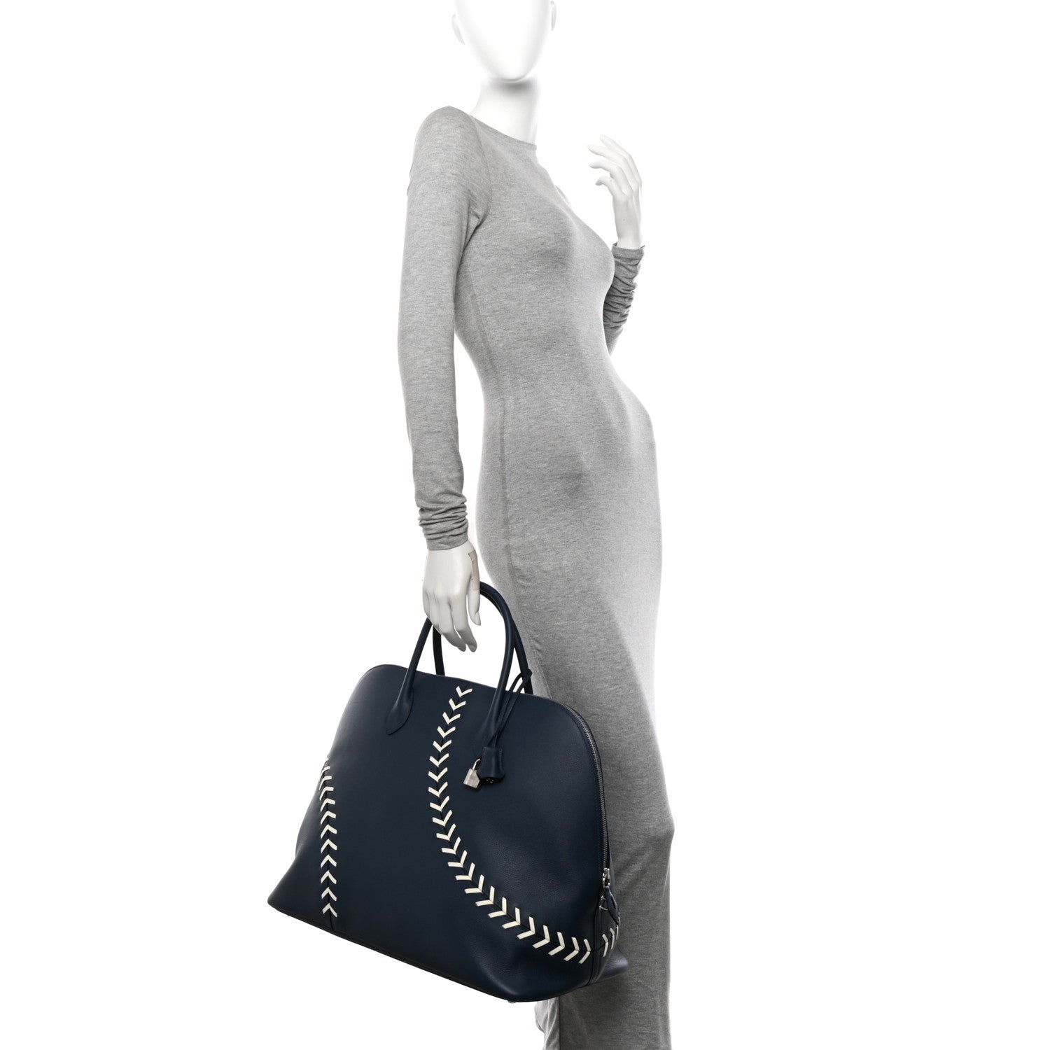 Hermes Evercolor 1923 Bolide 45 Baseball Bag Bleu De Malte Blanc 2 of 10