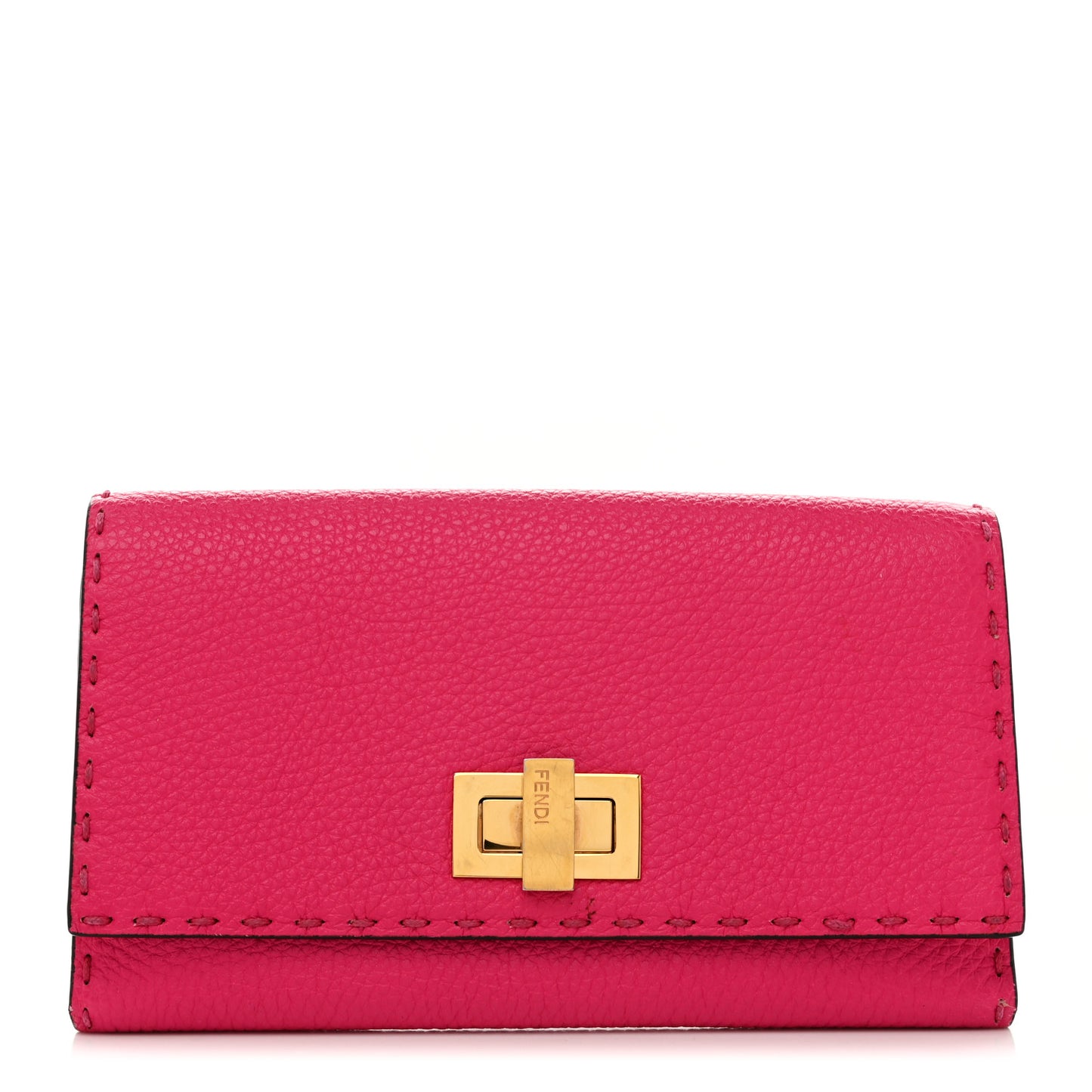 Cuoio Romano Selleria Bi-Color Peekaboo Continental Wallet Fuxia Papavero