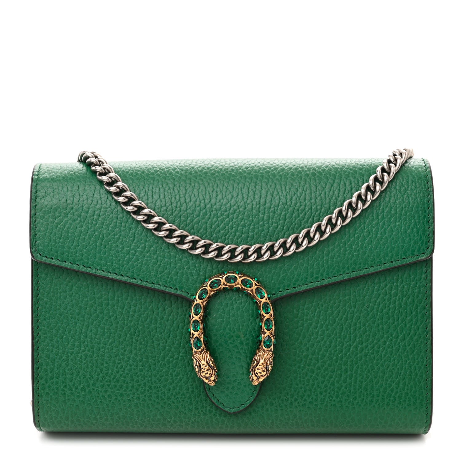 Gucci Calfskin Mini Dionysus Chain Wallet Emerald 1 of 10