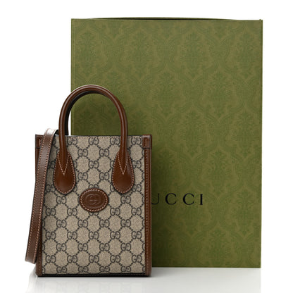 Gucci GG Supreme Monogram Azalea Calfskin Mini Retro Interlocking G Tote Bag Beige Ebony Brown Sugar 12 of 12