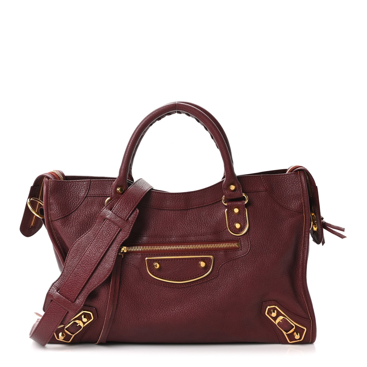 Chevre Gold Metallic Edge Hardware City Bordeaux