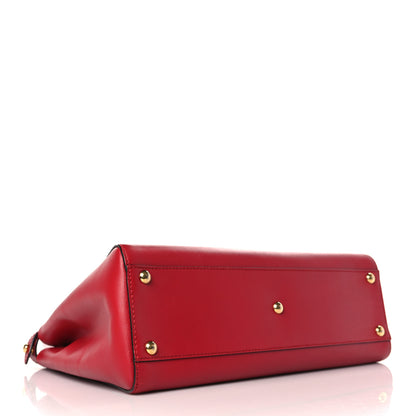 Fendi Vitello Morgan Fabric Jacquard Pequin Medium Peekaboo Iconic Satchel Mattone Tobacco Red 5 of 10