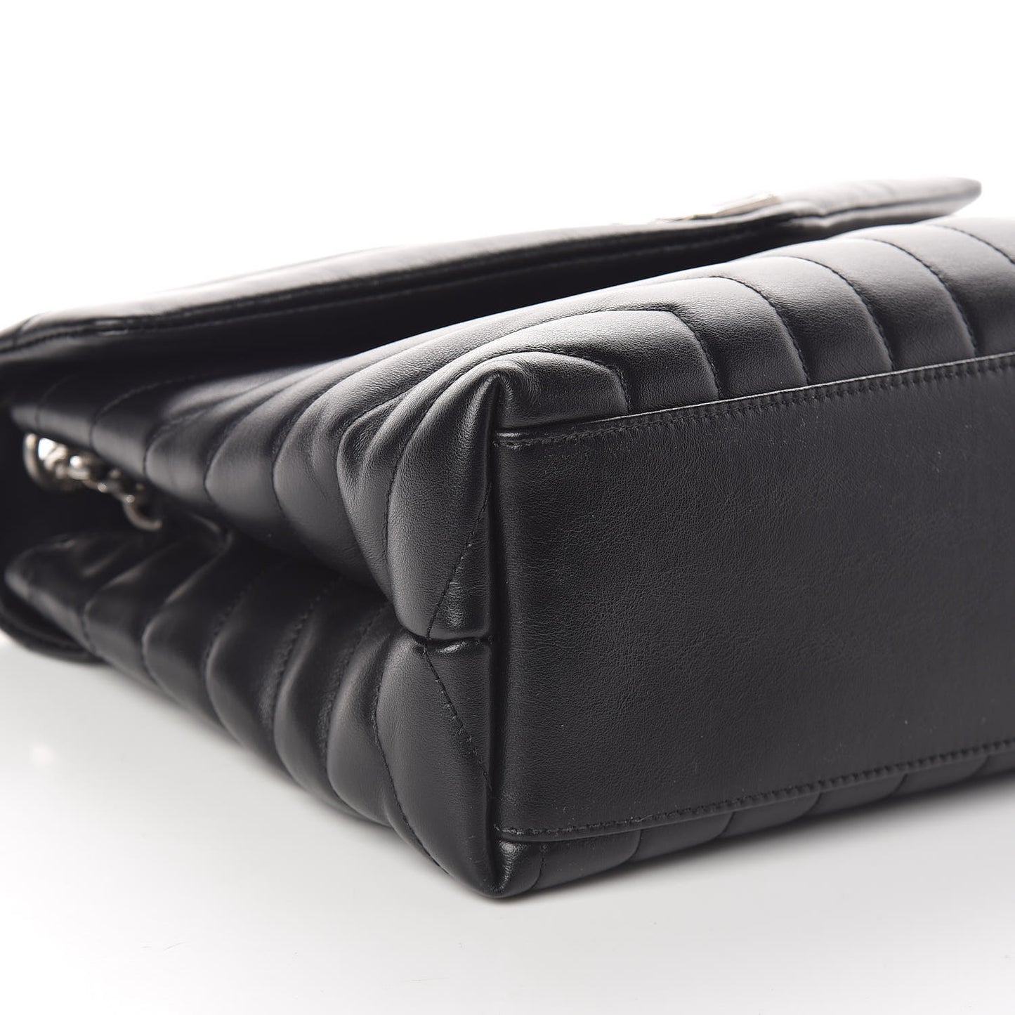 Calfskin Y Quilted Monogram Medium Loulou Chain Satchel Black