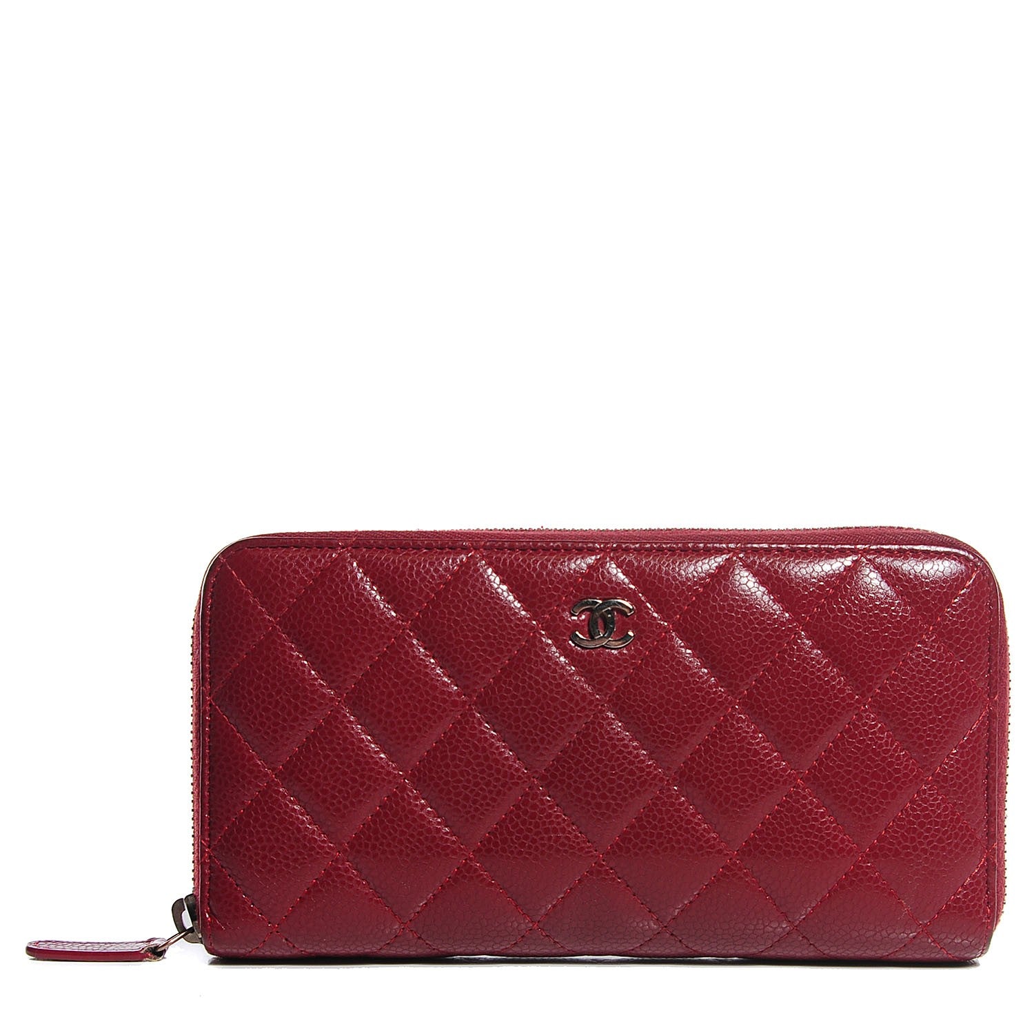 Chanel Caviar Quilted Large Gusset Zip Around Wallet Dark Red 1 of 9