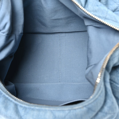 Chanel Washed Denim Quilted Large Trendy Pockets Hobo Blue 5 of 10