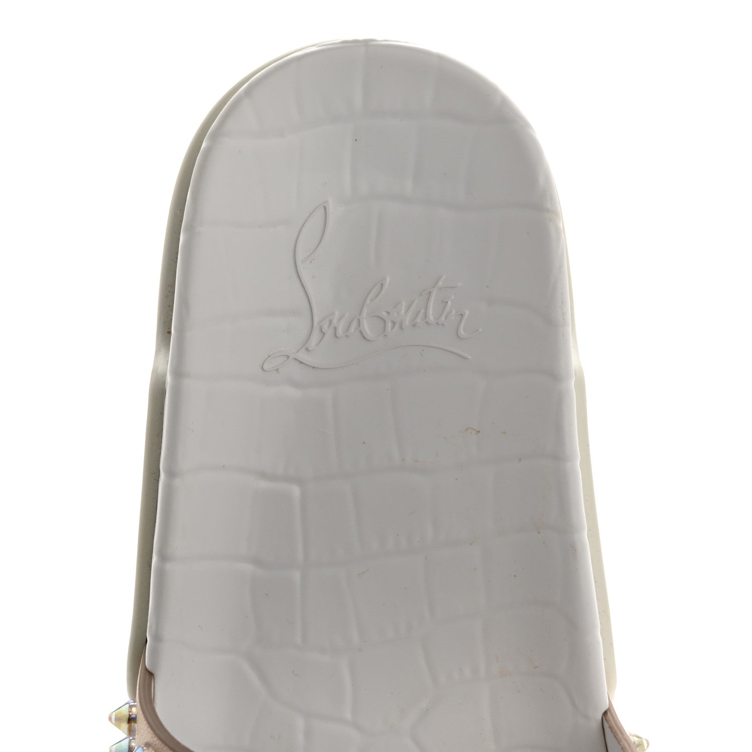 Christian Louboutin Calfskin Donna Studded Pool Fun Platform Flat Slide Sandals 36 Nude Clear 7 of 10