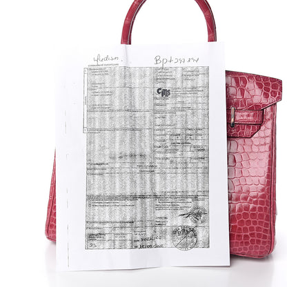 Hermes Shiny Porosus Crocodile Birkin 30 Rose Tyrien 29 of 36