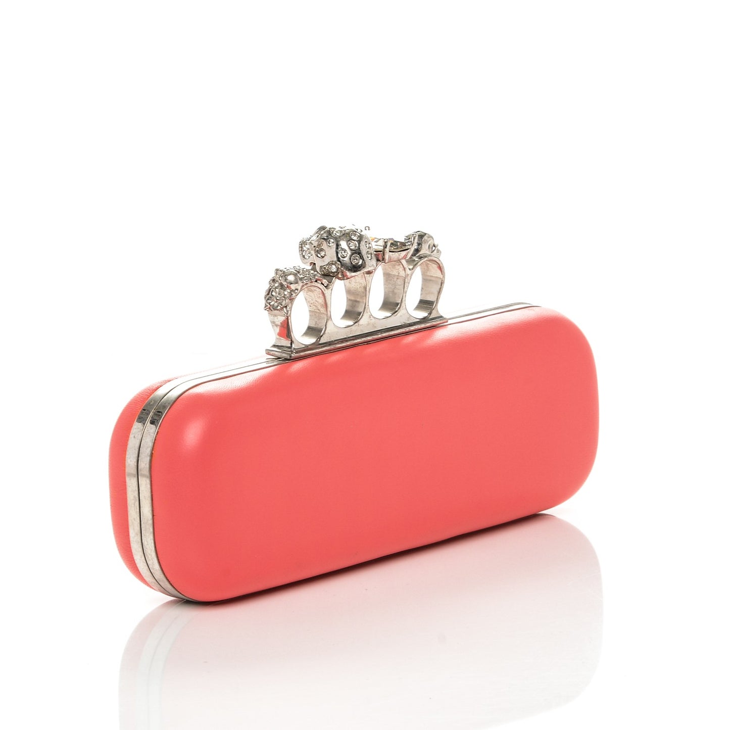 Nappa Skull Knuckle Box Clutch Geranio