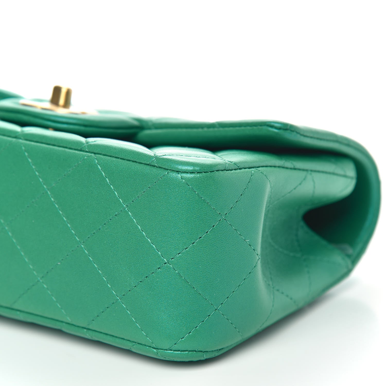 Chanel Iridescent Lambskin Quilted Mini Top Handle Rectangular Flap Green 10 of 11
