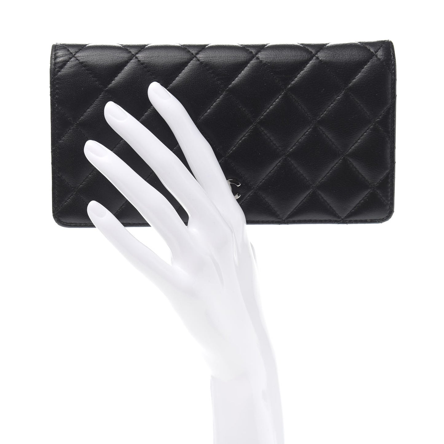 Lambskin Quilted Yen Wallet Black