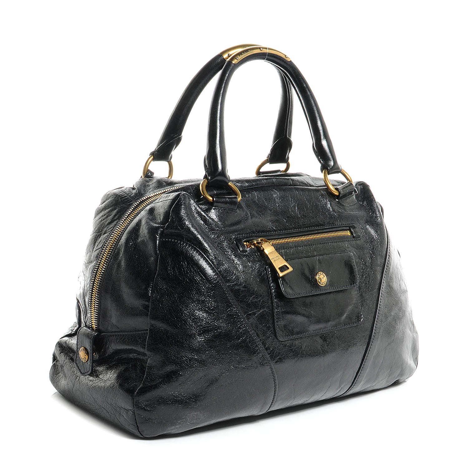 Prada Glace Calf Bowler Bag Black 3 of 8