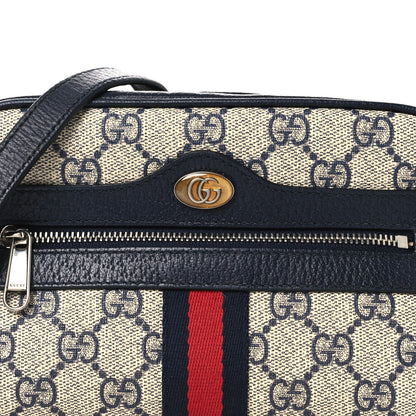 Gucci GG Supreme Monogram Textured Dollar Calfskin Web Mini Ophidia Shoulder Bag Beige Blue 8 of 11