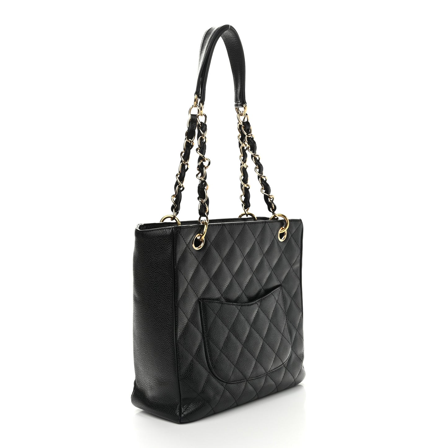 Caviar Quilted Petit Shopping Tote PST Black