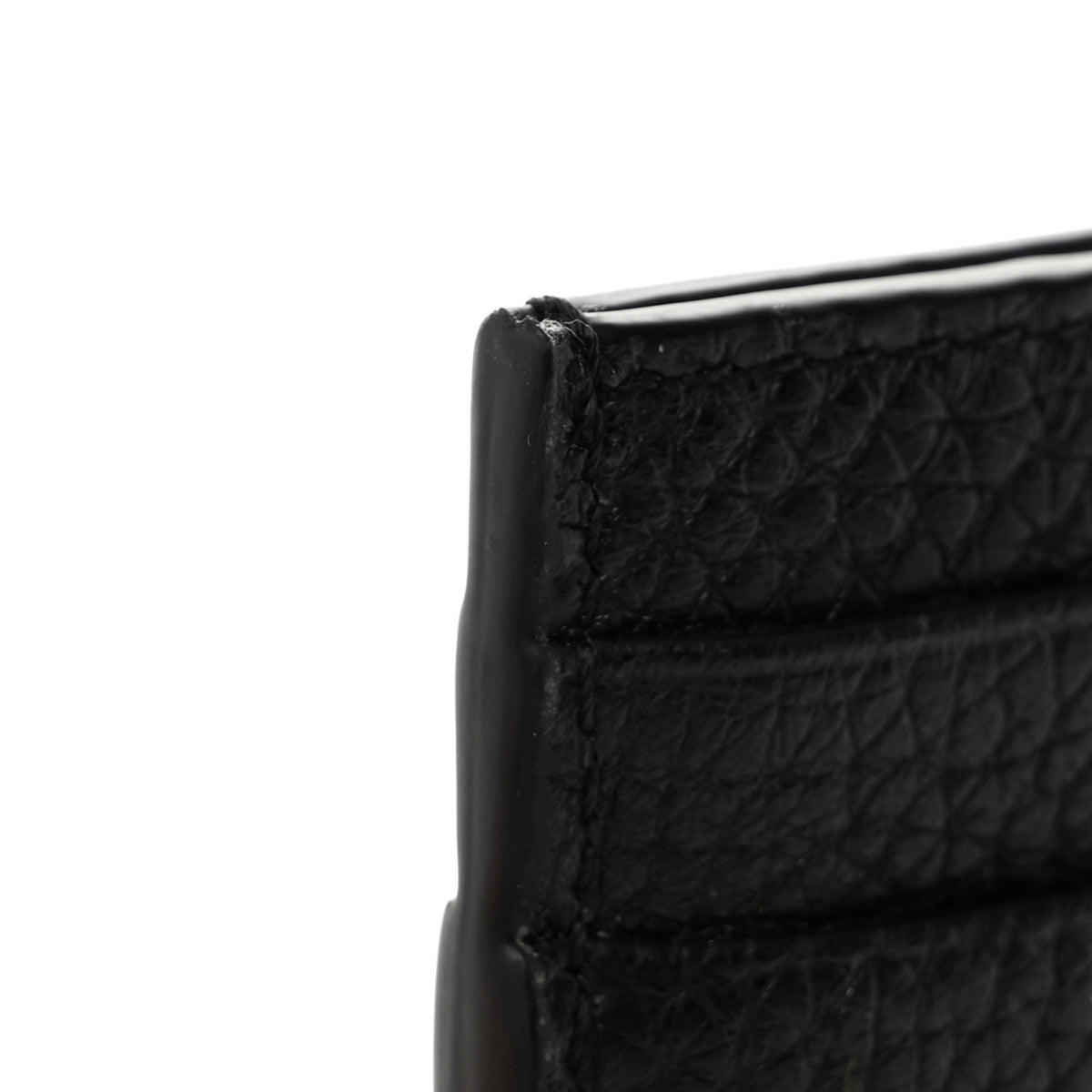 Pebbled Calfskin Rockstud Card Holder Black