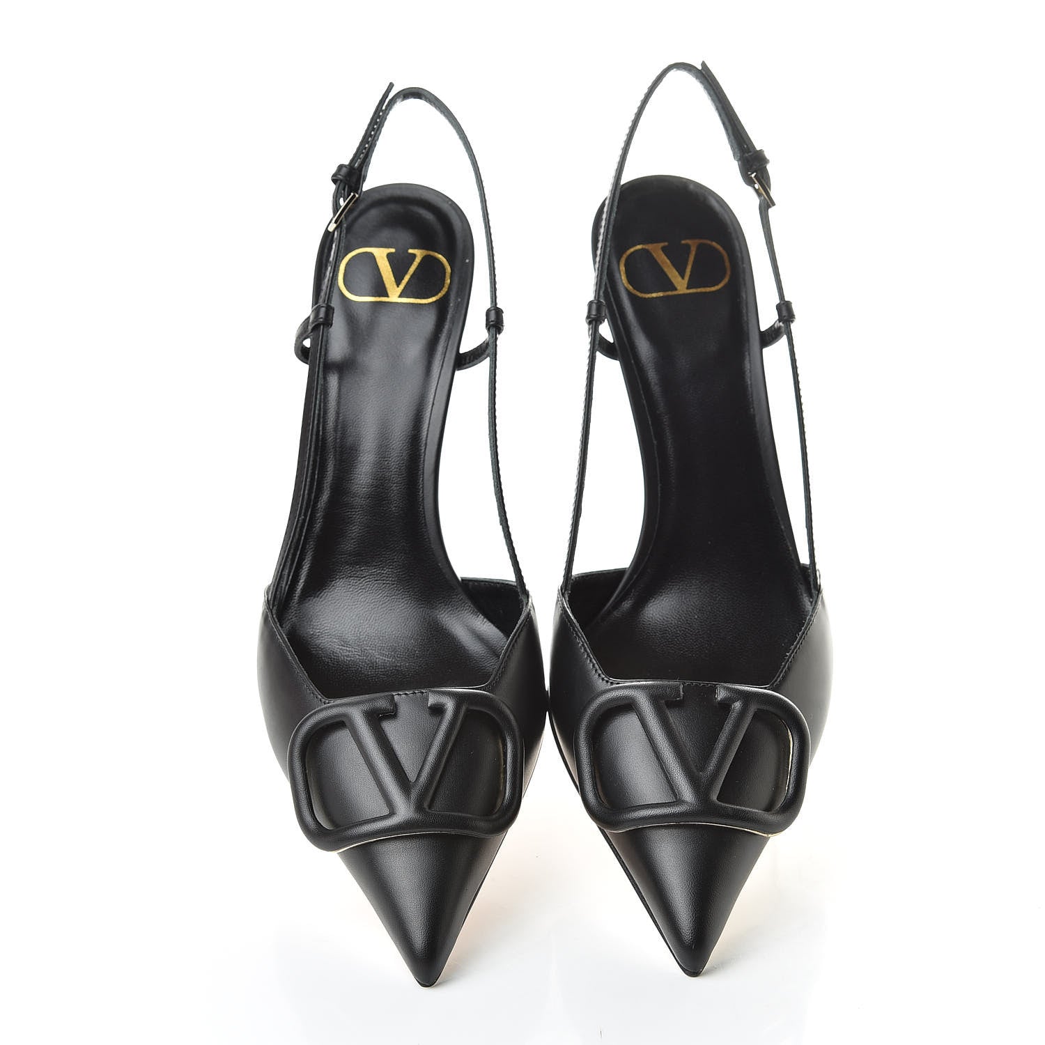 Valentino Garavani Calfskin Tonal Vlogo Slingback 80mm Pumps 37 Black 5 of 9
