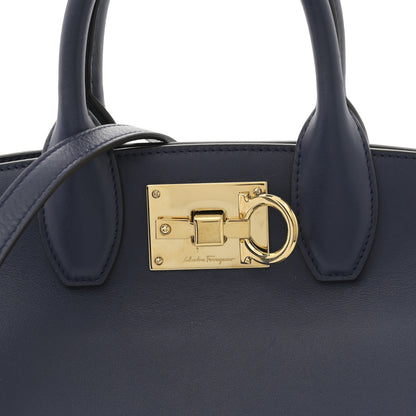 Salvatore Ferragamo Calfskin Studio Bag Navy 7 of 9