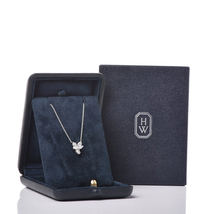 Harry Winston Platinum Diamond Small Winston Cluster Pendant Necklace 9 of 9