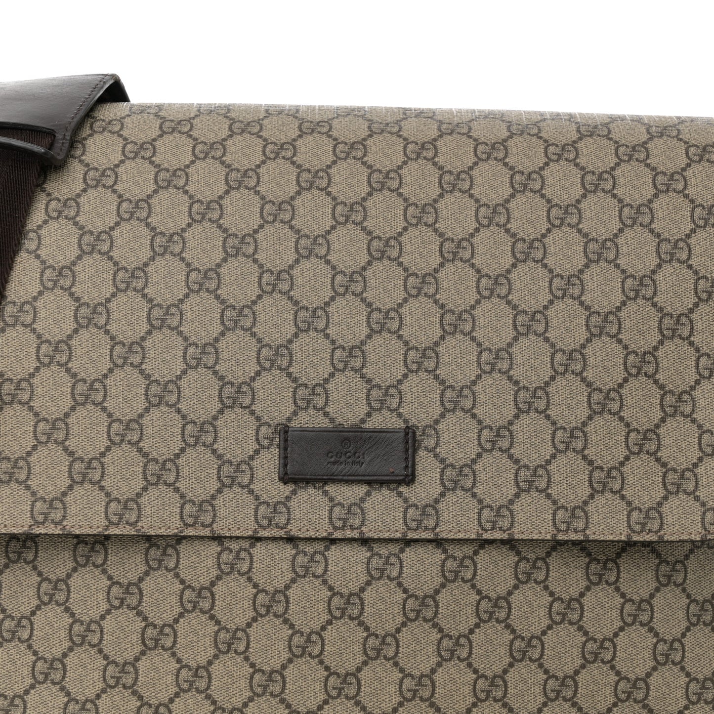 GG Plus Monogram Messenger Diaper Bag Dark Brown