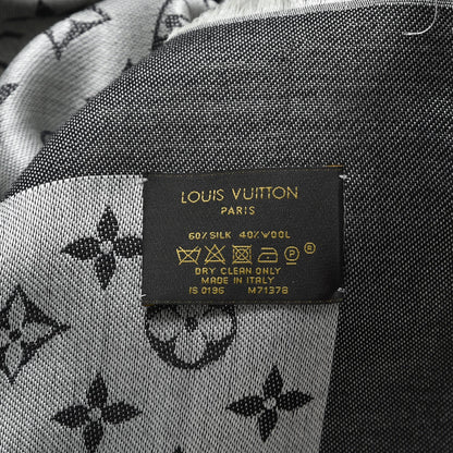 Louis Vuitton Wool Silk Monogram Denim Shawl Black 4 of 4