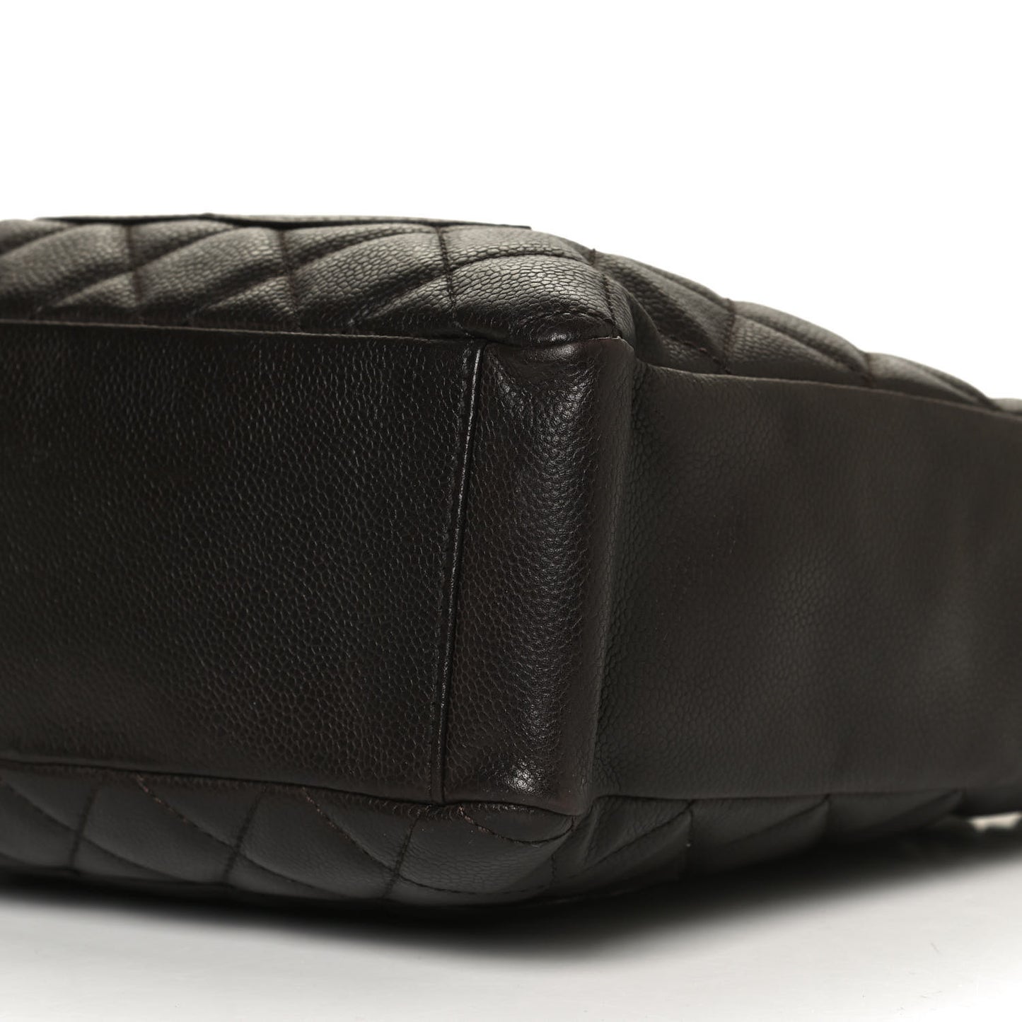 Caviar Quilted Petit Shopping Tote PST Dark Brown