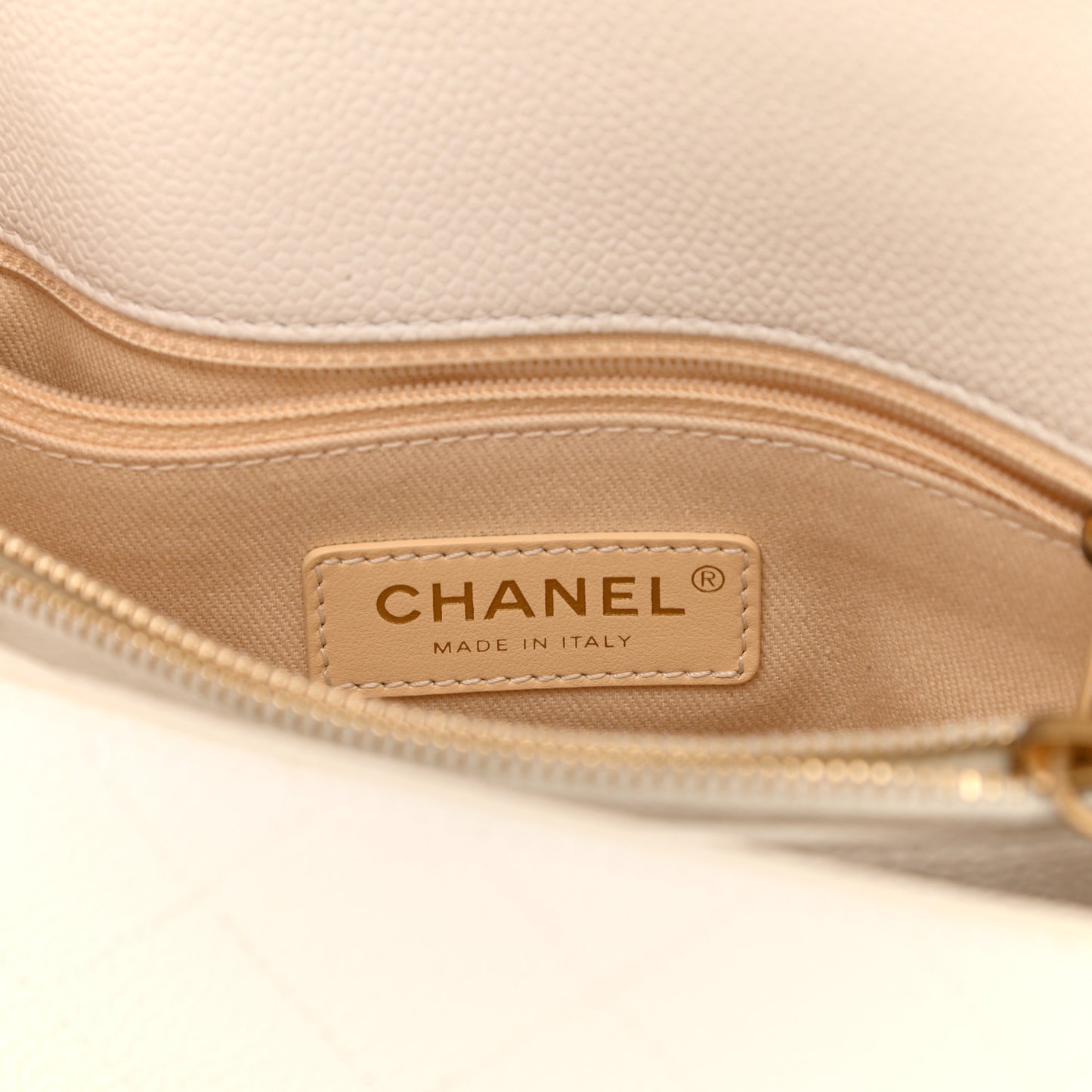 Grained Calfskin Small Stitched Flap White