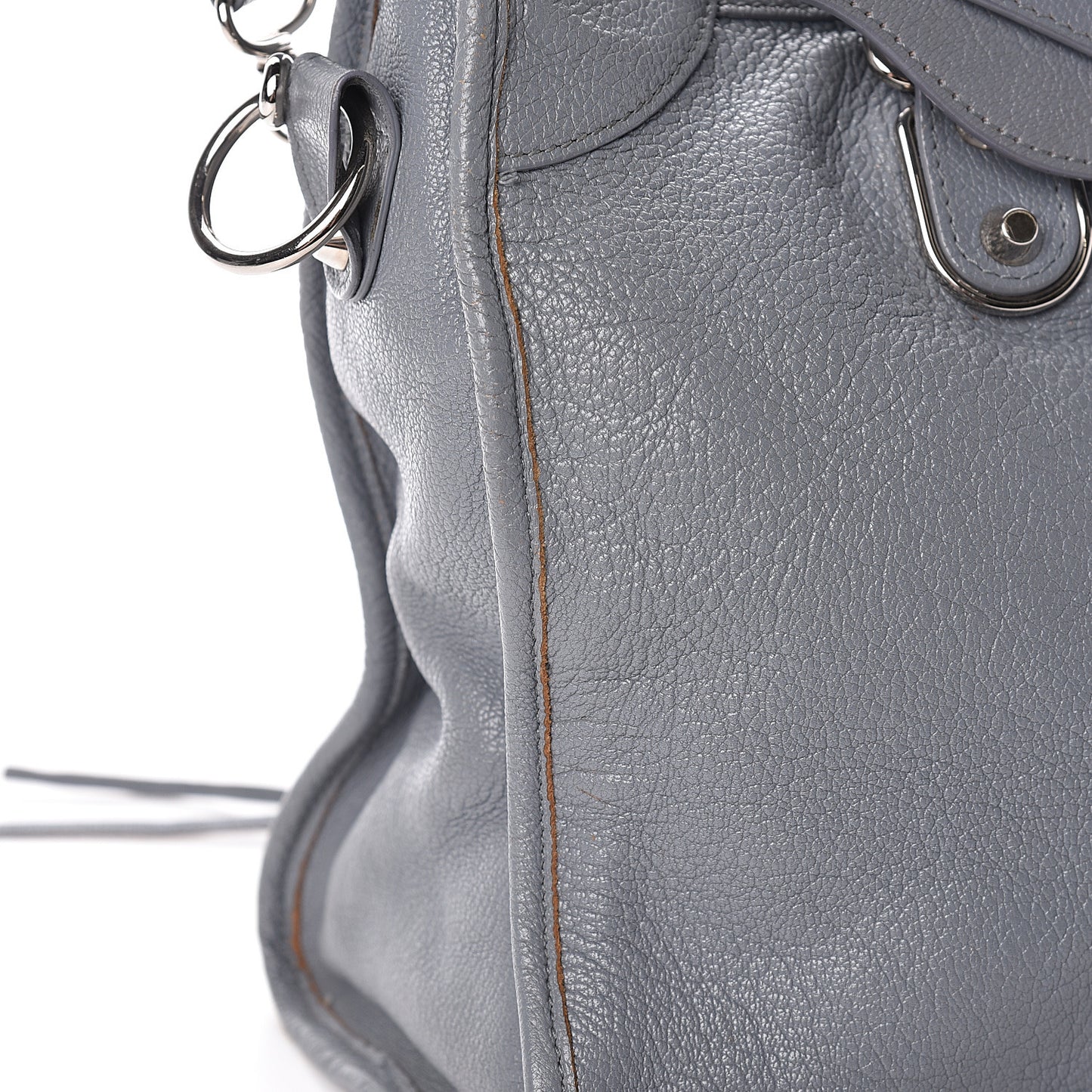 Chevre Silver Metallic Edge Hardware City Bleu Acier