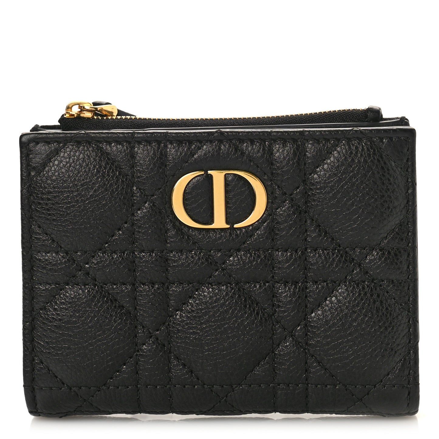 Grained Calfskin Supple Cannage Caro Dahlia Wallet Black