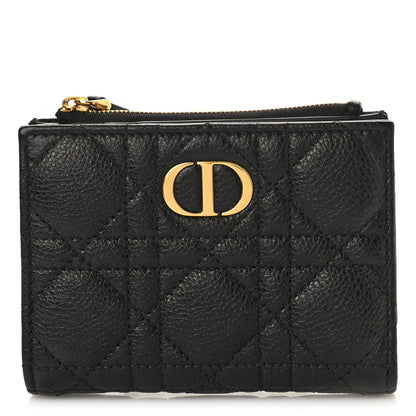 Christian Dior Grained Calfskin Supple Cannage Caro Dahlia Wallet Black 1 of 8