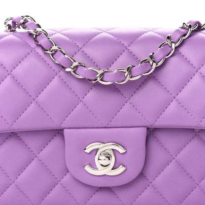 Chanel Lambskin Quilted Mini Rectangular Flap Purple 10 of 11