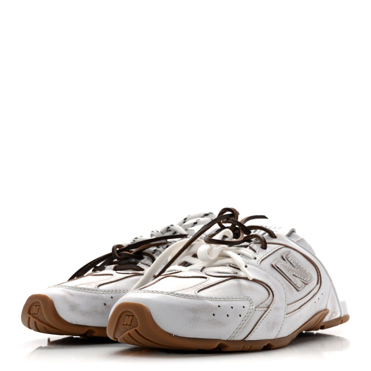 Miu Miu X NEW BALANCE Bleached Calfskin 530 SL Slip-On Sneakers Mules 40 White 4 of 9