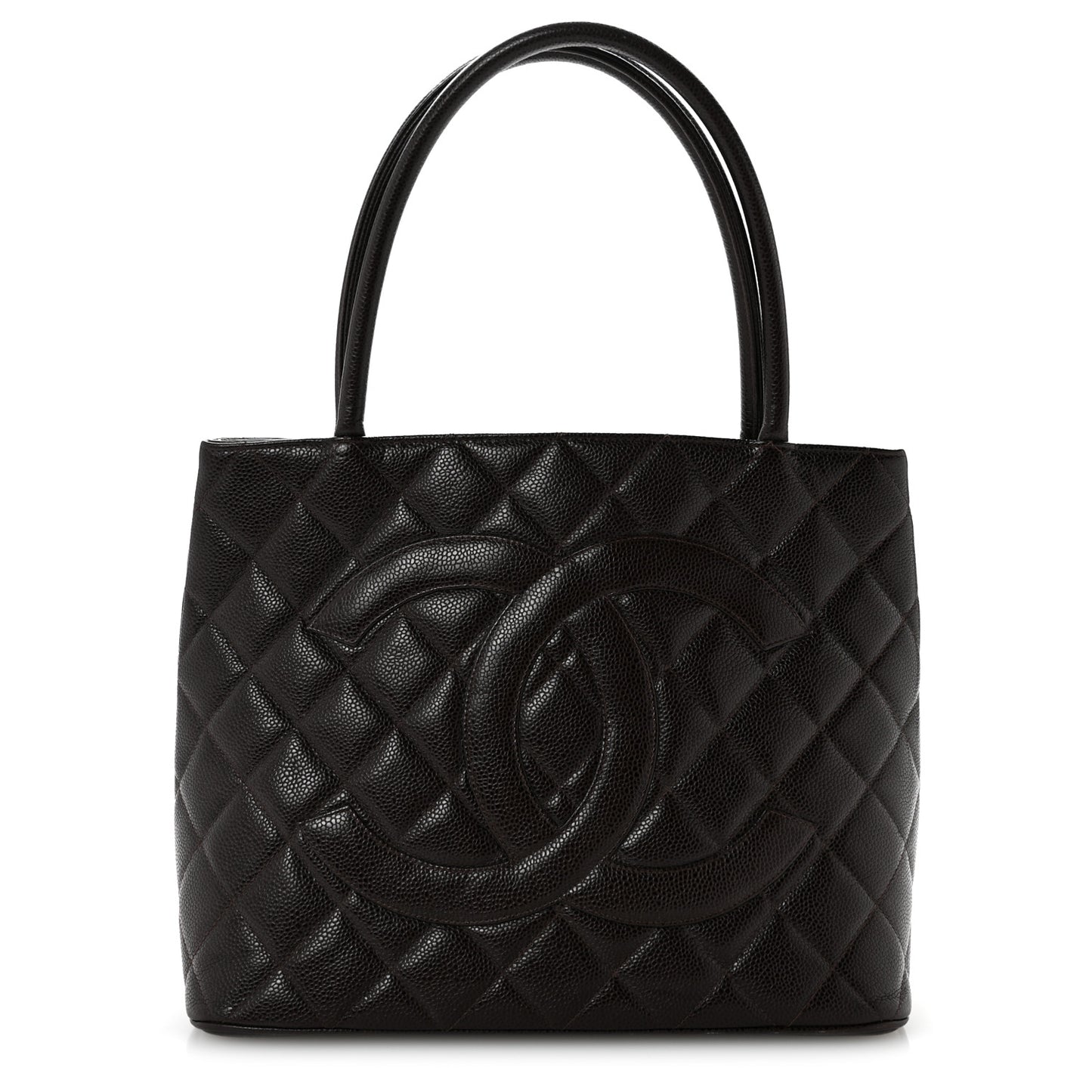 Caviar Quilted Medallion Tote Dark Brown