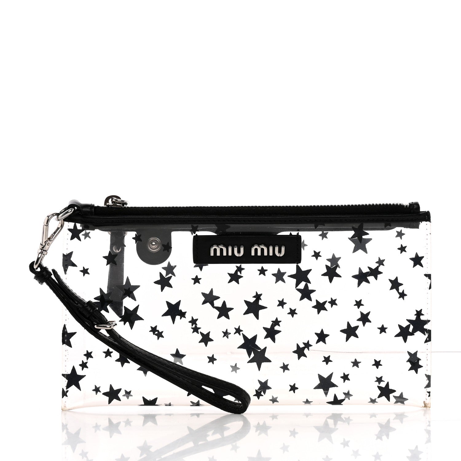 Miu Miu Plexiglass Star Print Wristlet Pouch Black 3 of 8