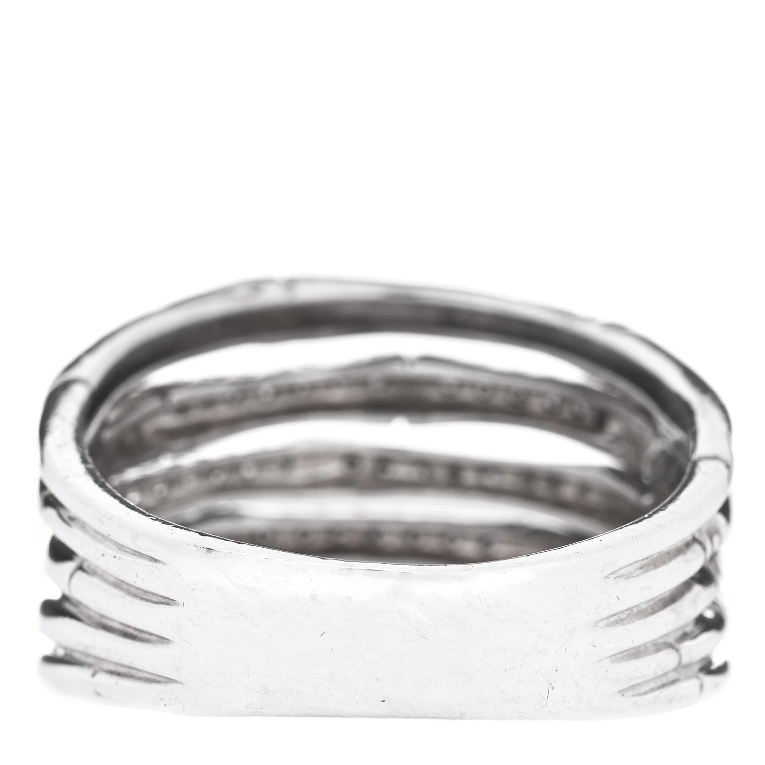 John Hardy Sterling Silver Diamond Bamboo Multi Row Ring 58 8.5 3 of 5