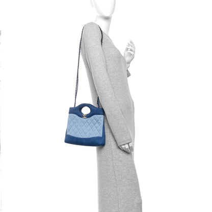 Chanel Denim Quilted Mini 31 Shopping Bag  Light Blue Dark Blue 2 of 11