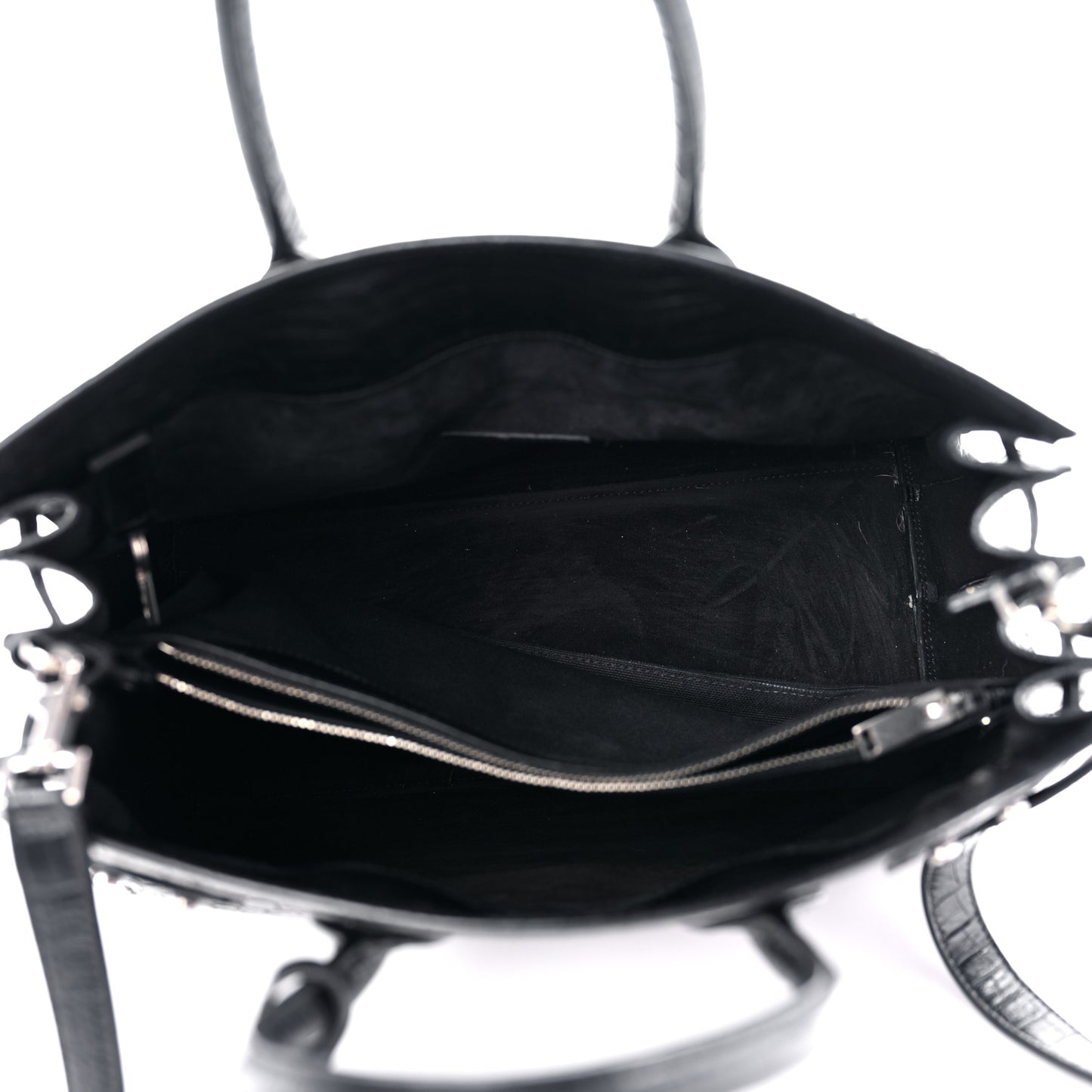Calfskin Crocodile Embossed Small Supple Sac de Jour Black