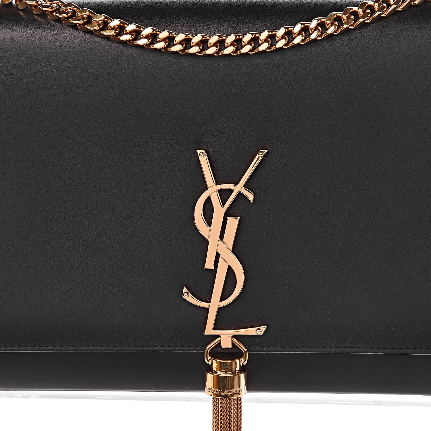 Saint Laurent Smooth Calfskin Medium Classic Monogram Kate Tassel Satchel Black 16 of 18