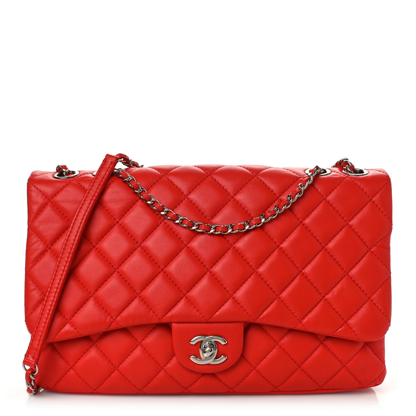 Calfskin Quilted Tender Touch Flap Bag Red
