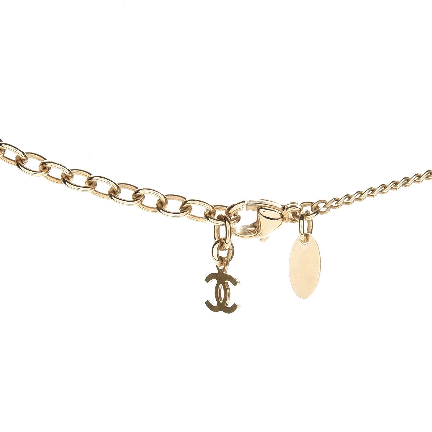 Chanel Resin Crystal CC Necklace Purple Pink 4 of 5