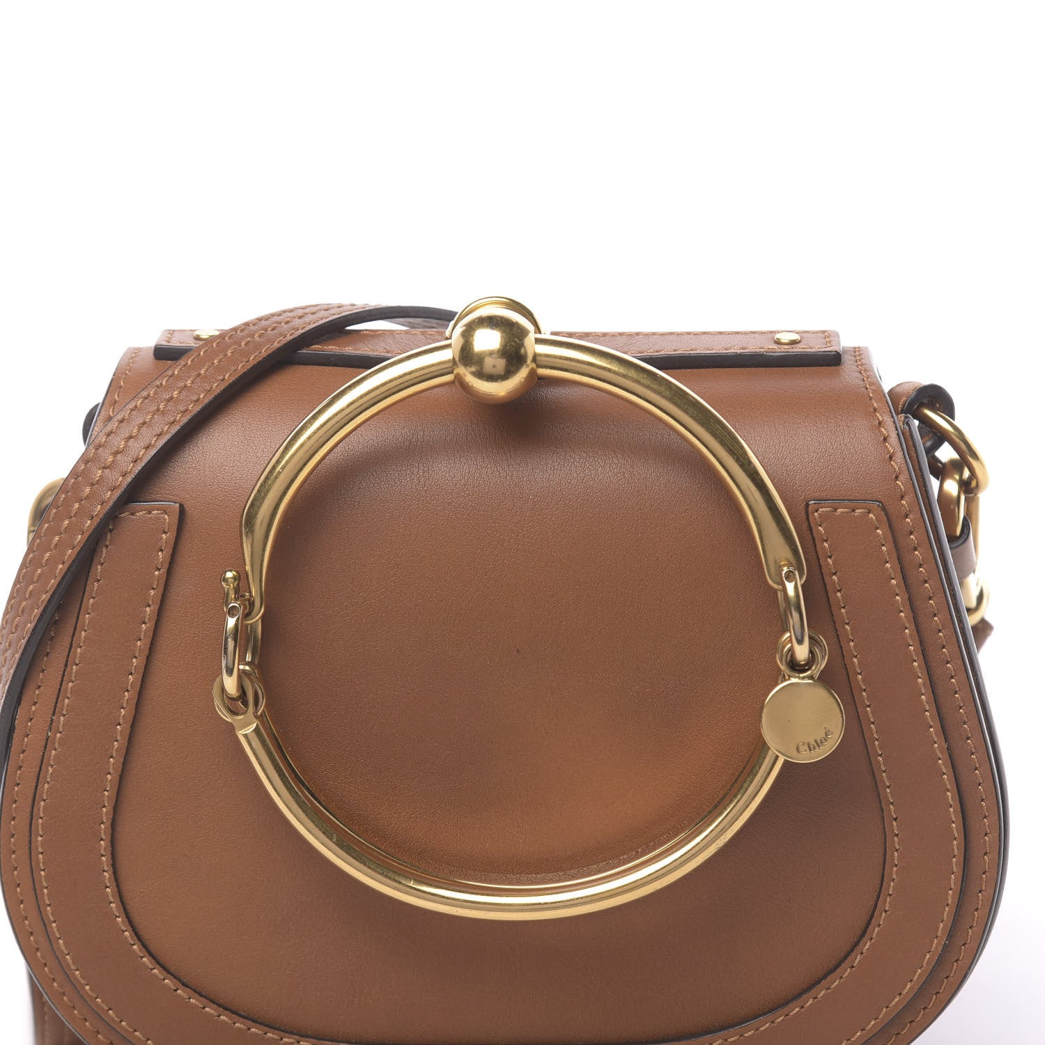 Chloe Calfskin Suede Small Nile Bracelet Bag Caramel 7 of 9
