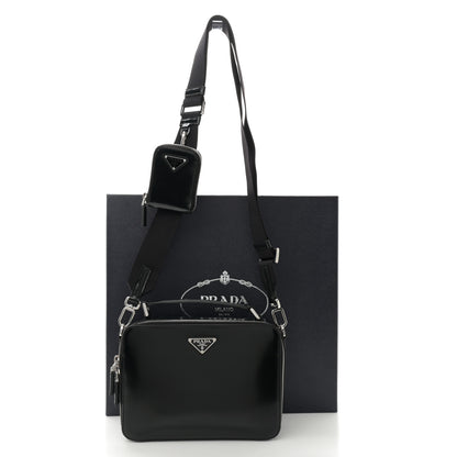Prada Spazzolato Medium Brique Crossbody Bag Black 10 of 10