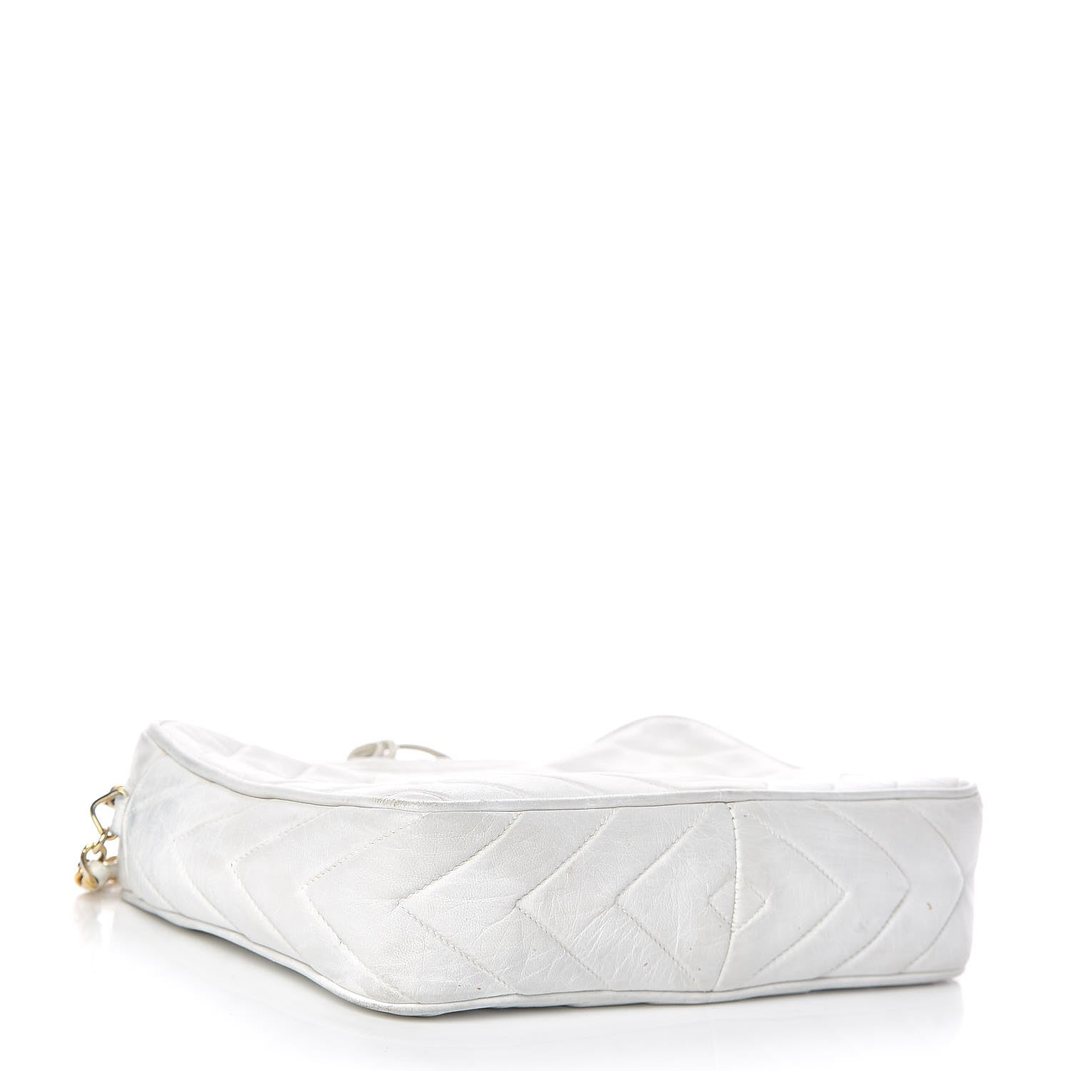 Chanel Lambskin Chevron Quilted Medium Tassel Camera Case White 4 of 21