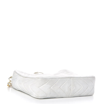 Chanel Lambskin Chevron Quilted Medium Tassel Camera Case White 4 of 21